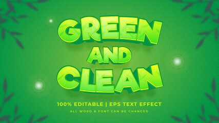 Naklejka premium Green and clean editable 3d vector text style effect. Editable illustrator text style.