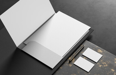Corporate identity stationery mock up isolated on modern style background. Mock up for branding identity. 3D illustration