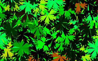 Dark Green, Yellow vector doodle backdrop with flowers.