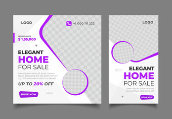 Real estate social media instagram post and banner template	