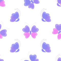 spring butterflies seamless pattern purple summer beautiful textile