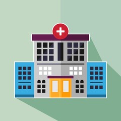 Flat hospital icon design inspiration vector.Hospital building flat icon with long shadow.Hospital building icon.