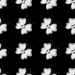 seamless pattern of flying butterflies monochrome design vector illustration EPS 10