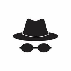 Agent icon. Spy sunglasses. Hat and glasses