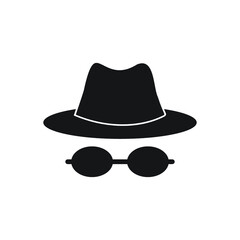 Agent icon. Spy sunglasses. Hat and glasses