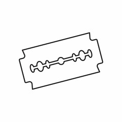 Razor blade line, linear icon. Barber logo design element