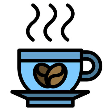blue coffee cup with coffee beans clip art preview