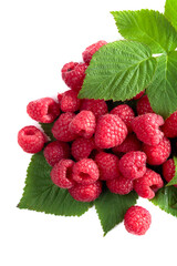 Raspberries are isolated on a white background.