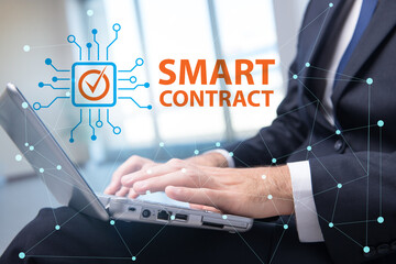 Smart contract as illustration of blockchain concept