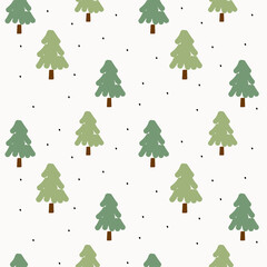 Vector seamless pattern with hand drawn Christmas trees