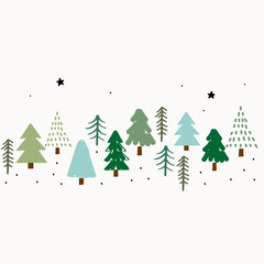 Obraz premium Christmas tree illustration , Vector hand drawn elements