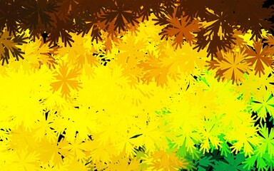 Dark Green, Yellow vector doodle template with flowers.