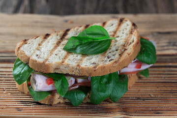 Delicious sandwich with ham