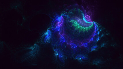 3D rendering abstract blue technology fractal background