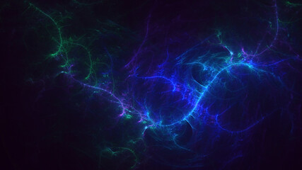 3D rendering abstract blue technology fractal background