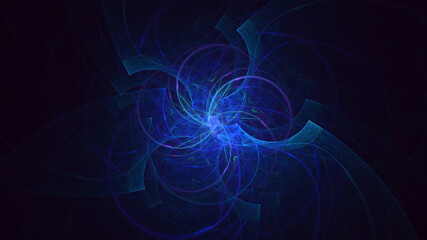 3D rendering abstract blue technology fractal background