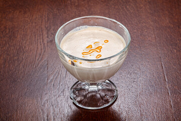 Georgian tradional Mastsoni dessert in the bowl