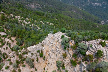Turkish green Tahtali mountain aerial landscape view