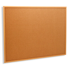 empty cork board with wooden frame isolated on white background
