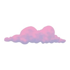 Cloud vector illustration in realism, isolated on white background, blue and pink color, sticker