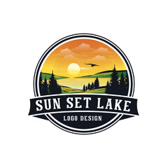 SUN SET LAKE LOGO DESIGNM VECTOR