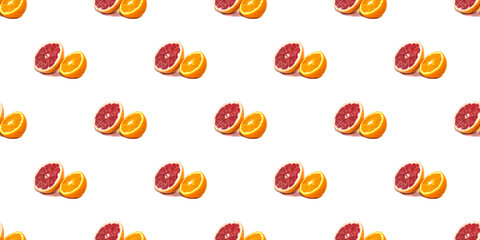 Seamless pattern with lemon, orange and grapefruit