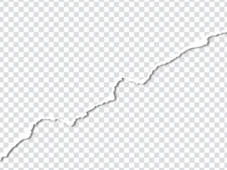 Ripped Torn paper sheet edge on transparent background