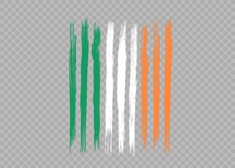 Ireland flag with brush paint textured isolated  on png or transparent background,Symbol of Ireland,template for banner,promote, design,vector,top gold medal winner sport country