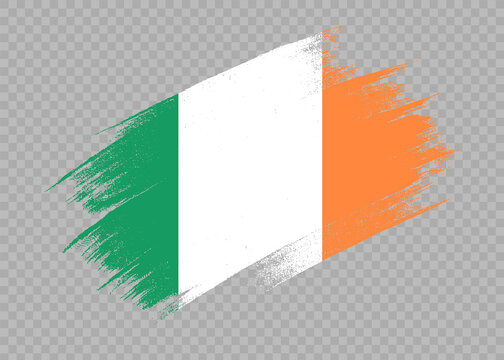 Ireland flag with brush paint textured isolated  on png or transparent background,Symbol of Ireland,template for banner,promote, design,vector,top gold medal winner sport country