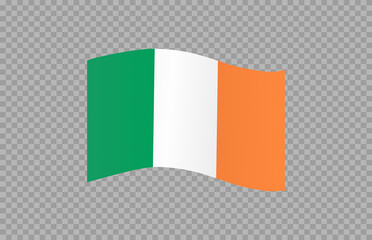 Waving flag of Ireland isolated  on png or transparent  background,Symbol  Ireland ,template for banner,card,advertising ,promote, vector illustration top gold medal sport winner country
