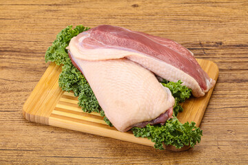 Raw duck breast for cooking