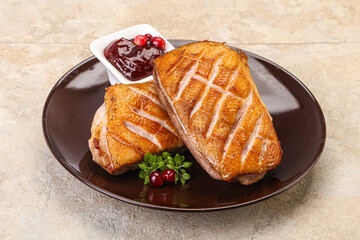 Roasted duck breast with sauce