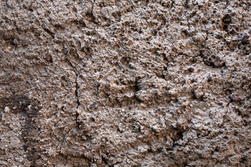 Obraz premium Grey concrete surface. exterior cement wall with small stones. Background, Wallpaper textured picture. top view. Nobody. Copy and test space. Aged wall pattern. Construction work