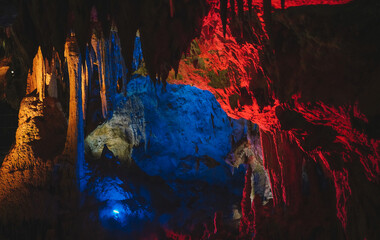 Colorful stalactites and stalagmites