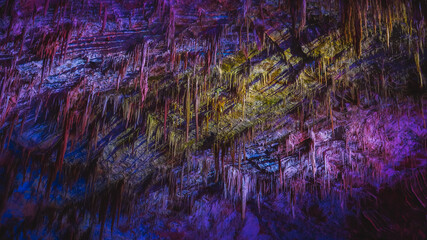 Colorful stalactites and stalagmites