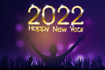 Silhouette of people with 2022 Happy New Year text