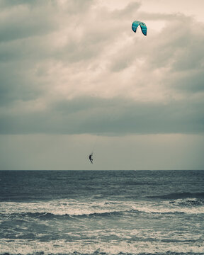 kite surfing in the sea