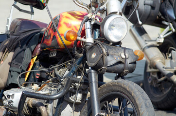 Vinnitsa, Ukraine - September 11, 2021 Custom motorcycle with boxer engine