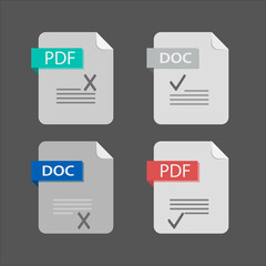 Flat design with PDF files download document,icon,symbol set, vector design element illustration