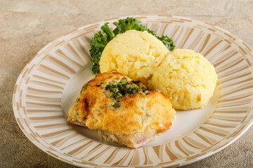 Roasted pangasius fillet with mashed potato