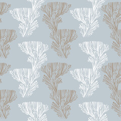 Linear elegant branches of tree or coral seamless pattern.