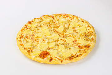 Pizza with chicken and pineapple