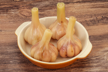 Marinated garlic in the bowl