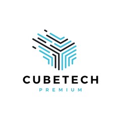 cube tech dash digital abstract logo vector icon illustration