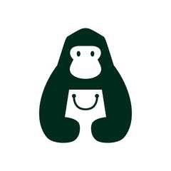 gorilla shop shopping bag negative space logo vector icon illustration