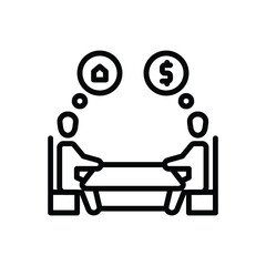 Black line icon for though