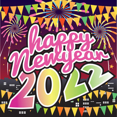Happy New Year 2022 Celebration Vector Illustration.