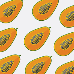 Fototapeta premium Flat Design Papaya Pattern Vector Illustration.