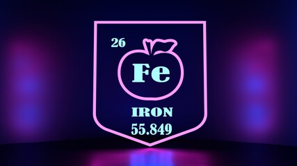 Nutrition facts apple. Iron chemical element sign