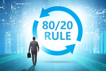 Businessman in pareto rule illustration